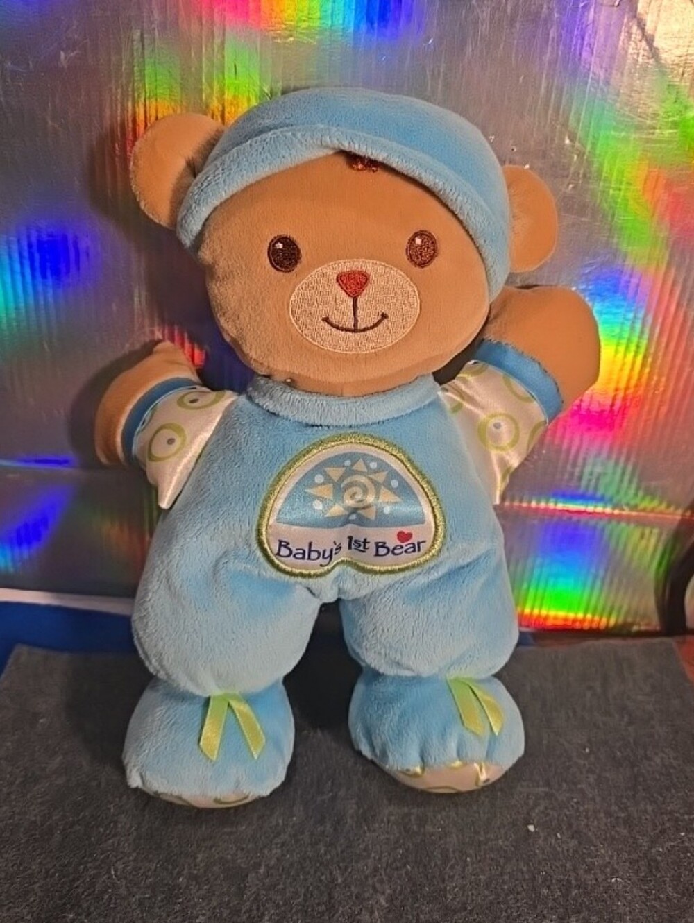 072326 Fisher Price Brilliant Basics Baby's First Teddy Bear 2008 Lovey Plush Ra